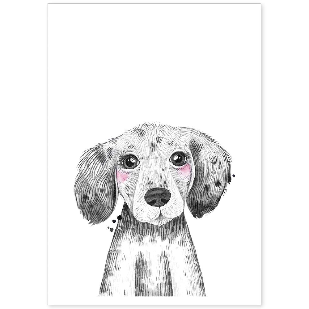 nacnic Lámina infantil de Perro bebé en blanco y negro