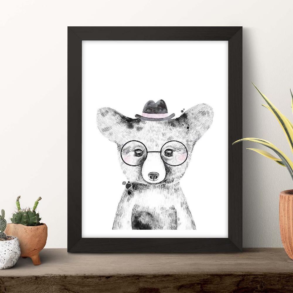 Nacnic Lámina Infantil Oso Bebé Con Gafas Y Sombrero