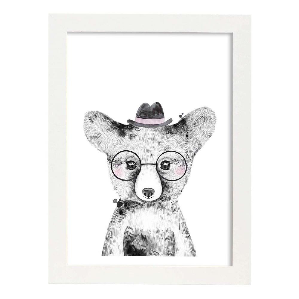 Nacnic Lámina Infantil Oso Bebé Con Gafas Y Sombrero
