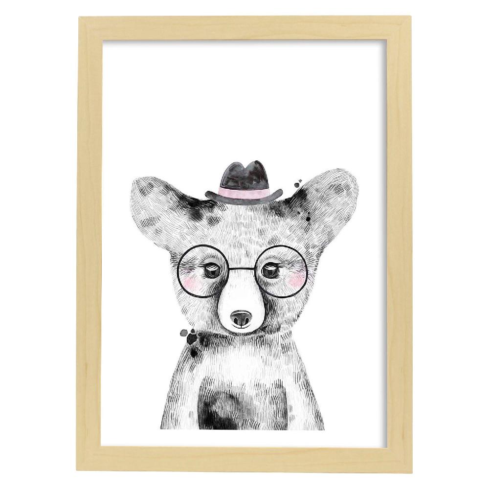 Nacnic Lámina Infantil Oso Bebé Con Gafas Y Sombrero