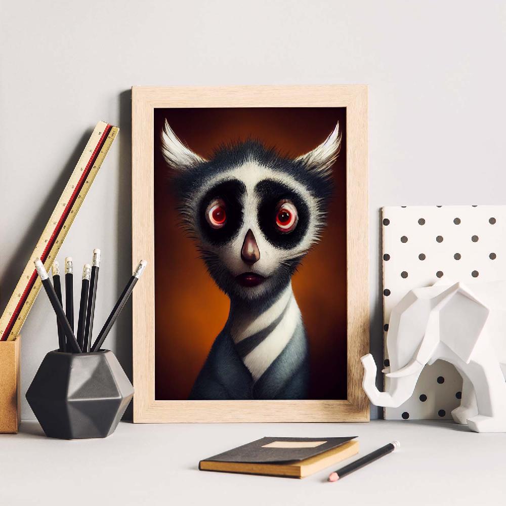 Nacnic Lámina Lemur Decidido Estilo T. Burton De Nacnic