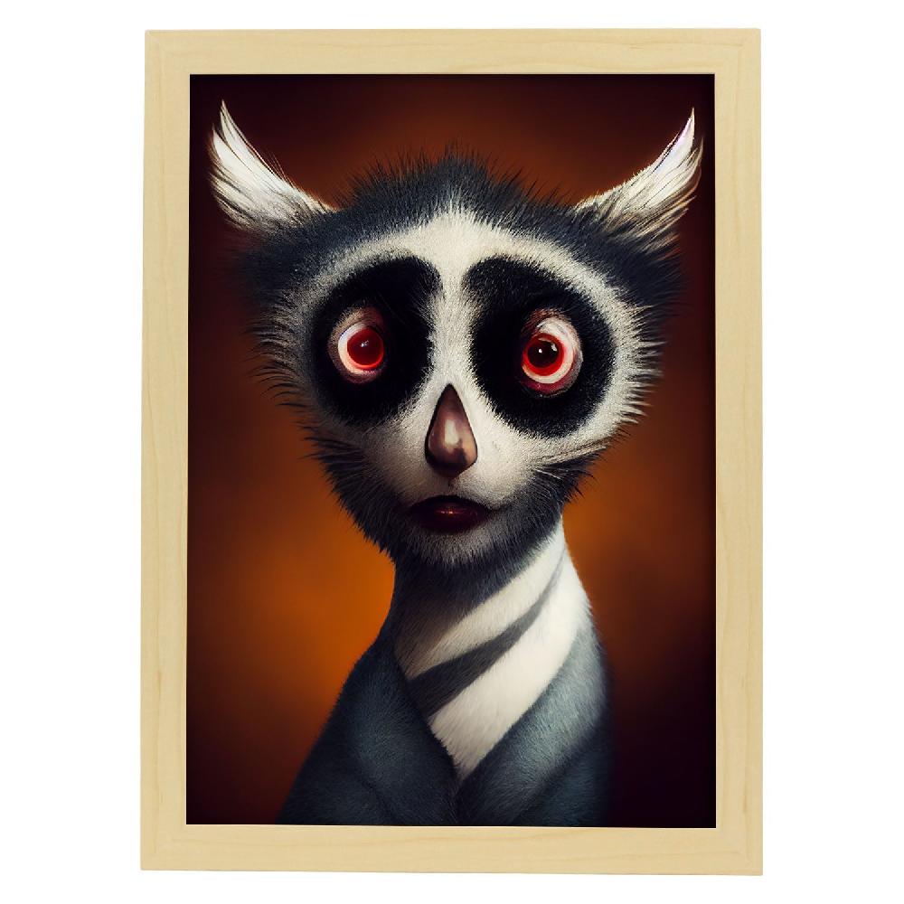 Nacnic Lámina Lemur Decidido Estilo T. Burton De Nacnic