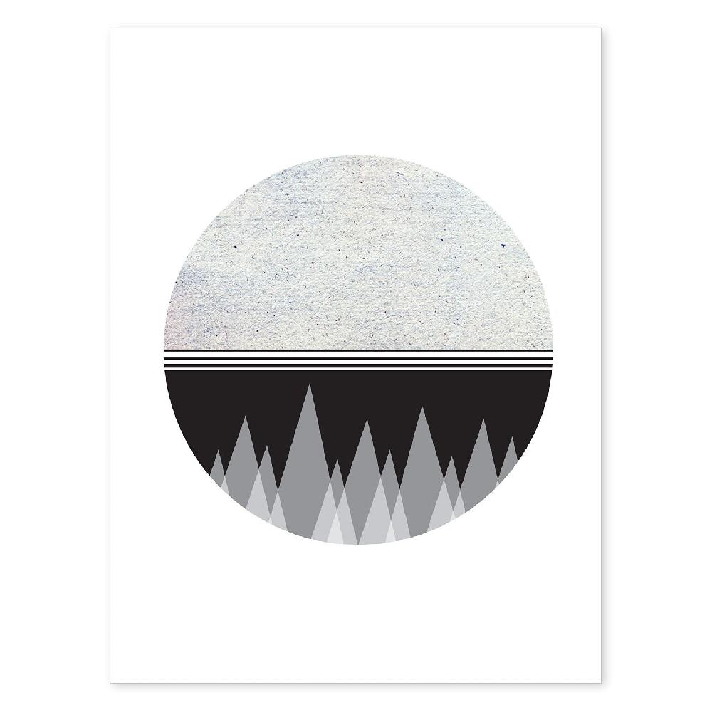 nacnic Lámina Luna y Montaña 2 con Dibujo Nórdico de Círculos