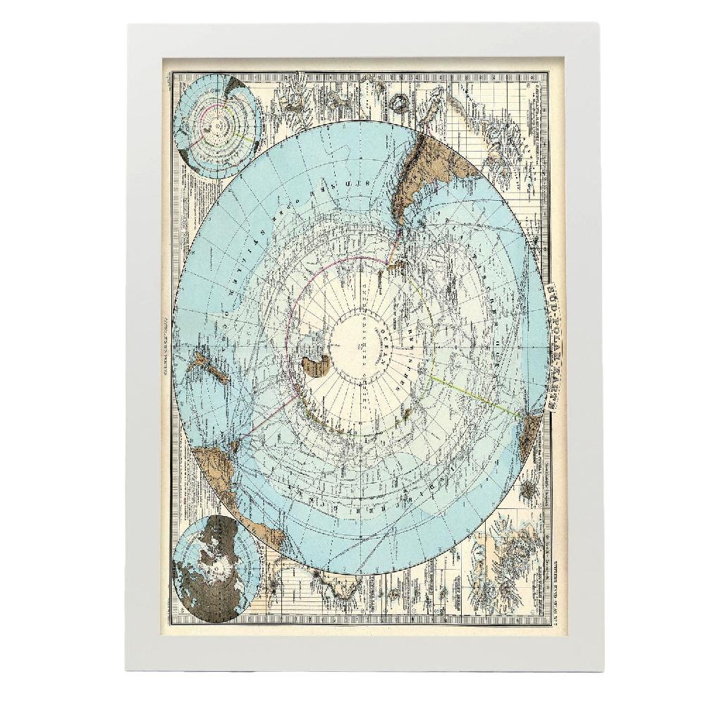 Nacnic Lamina Mapa Antártica Stielers Handatlas 1891