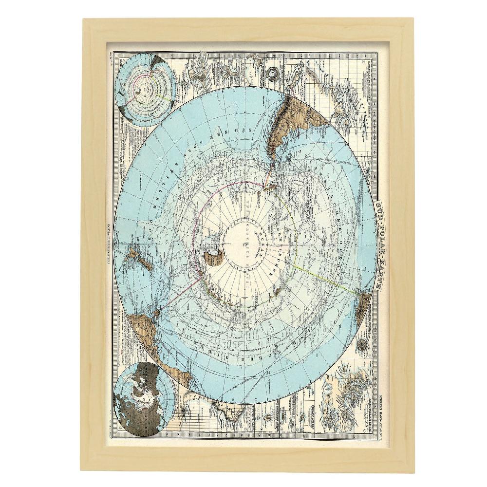 Nacnic Lamina Mapa Antártica Stielers Handatlas 1891