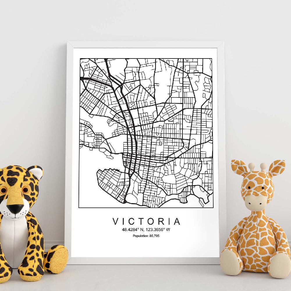 Nacnic Lámina Mapa Ciudad Victoria Estilo Nórdico Blanco Y Negro