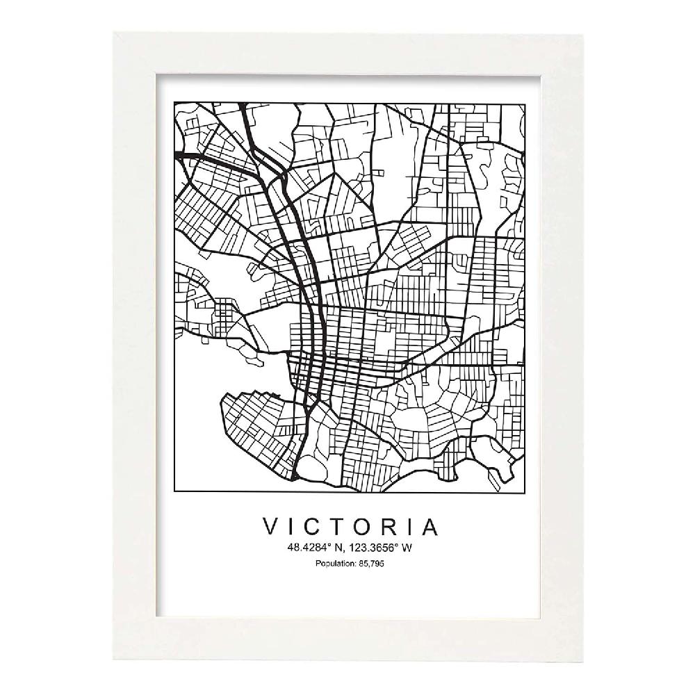 Nacnic Lámina Mapa Ciudad Victoria Estilo Nórdico Blanco Y Negro