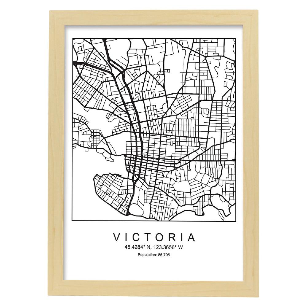 Nacnic Lámina Mapa Ciudad Victoria Estilo Nórdico Blanco Y Negro