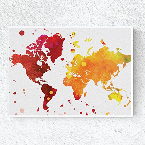 nacnic Lámina Mapamundi en Colores Rojos y Amarillos