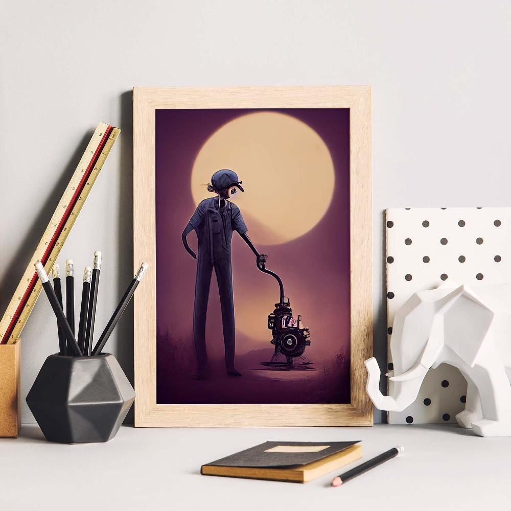 Nacnic Lámina Mecánico Intelectual Al Estilo De T. Burton De Nacnic Para Decoración De Interiores