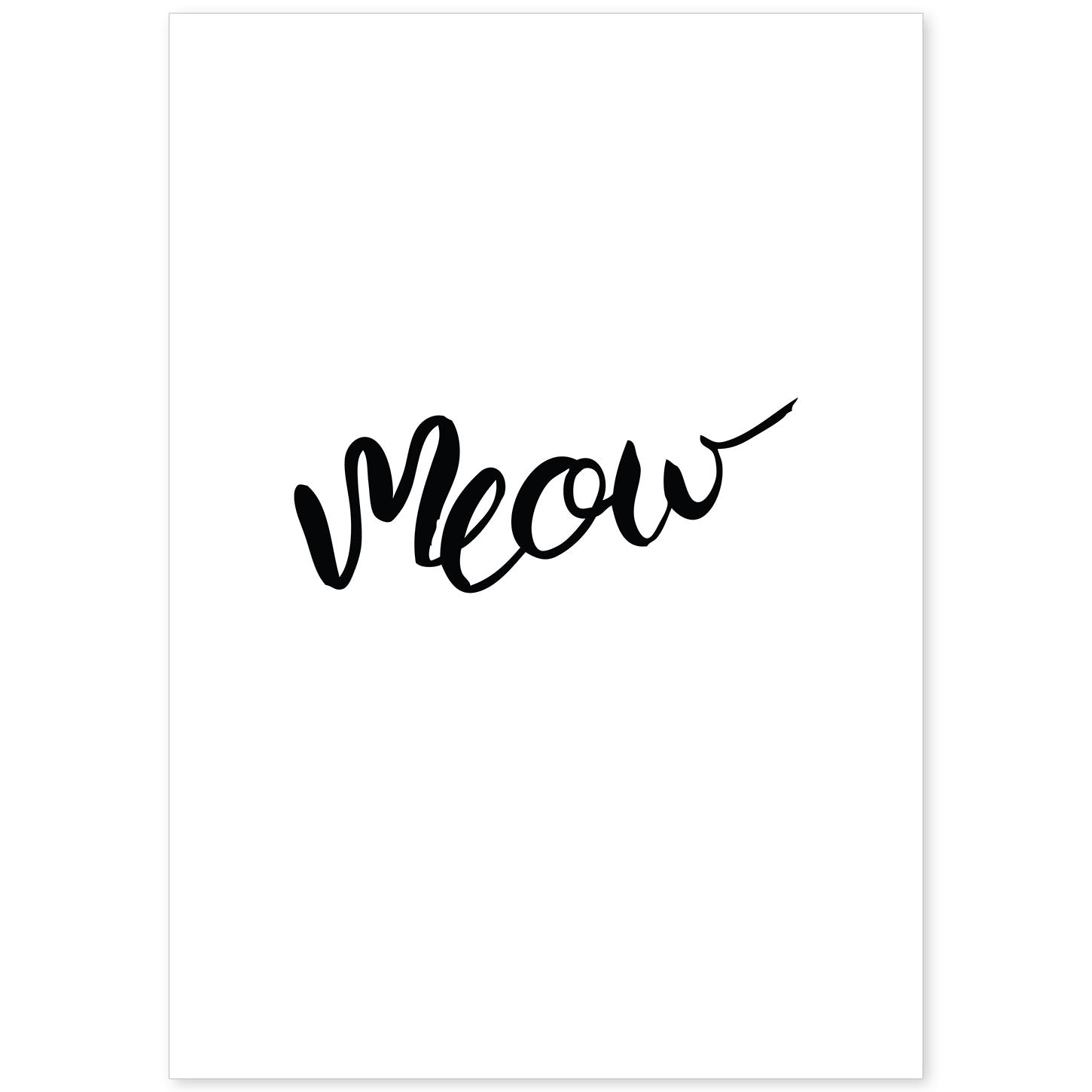 nacnic Lámina Meow con mensajes felices en blanco y negro
