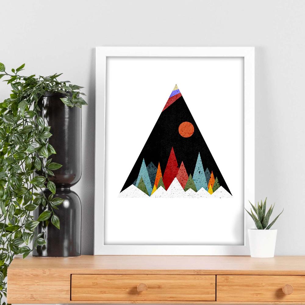 Nacnic Lámina Montañas Noche Con Dibujo Nórdico De Círculos