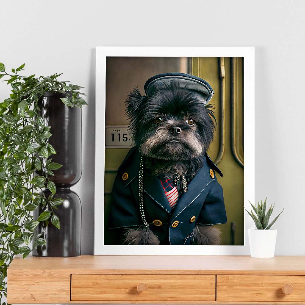 Nacnic Lámina Nacnic Affenpinscher Encantador En Estilo Fotografía Colorida Con Ropa Humana