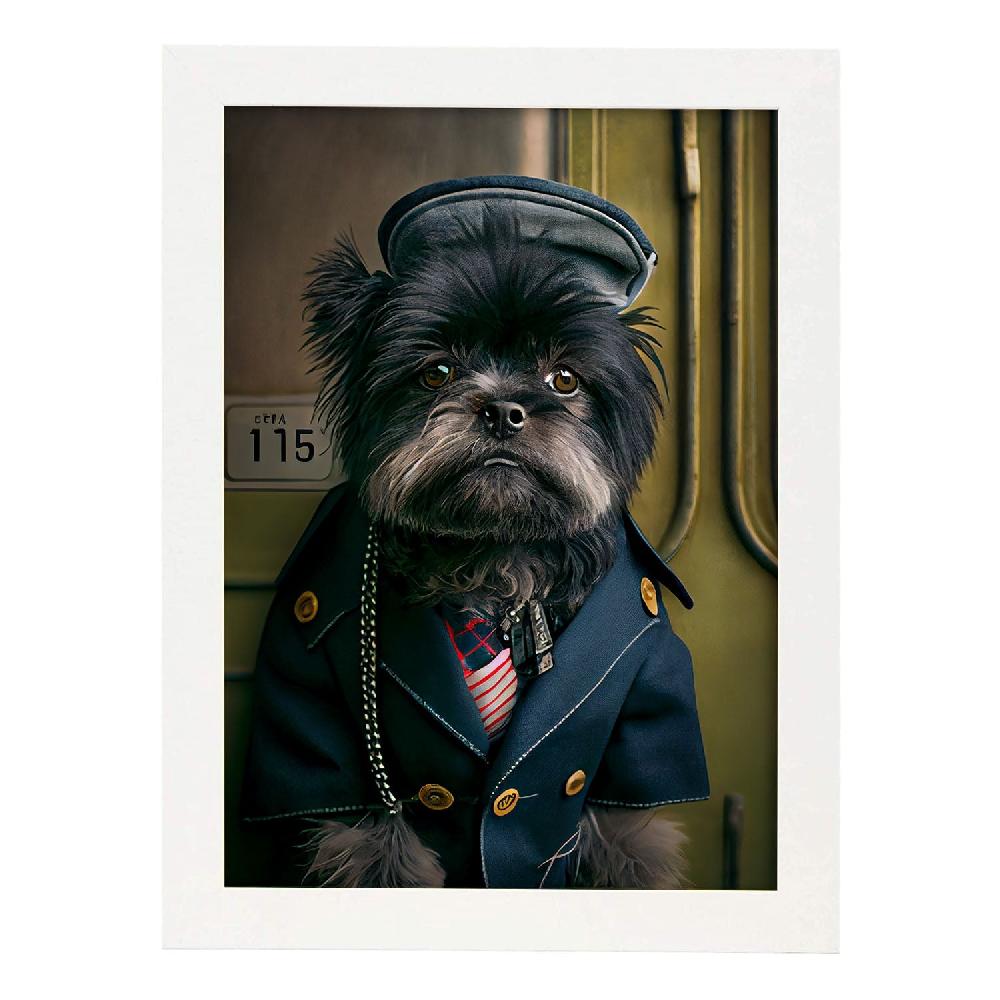 Nacnic Lámina Nacnic Affenpinscher Encantador En Estilo Fotografía Colorida Con Ropa Humana