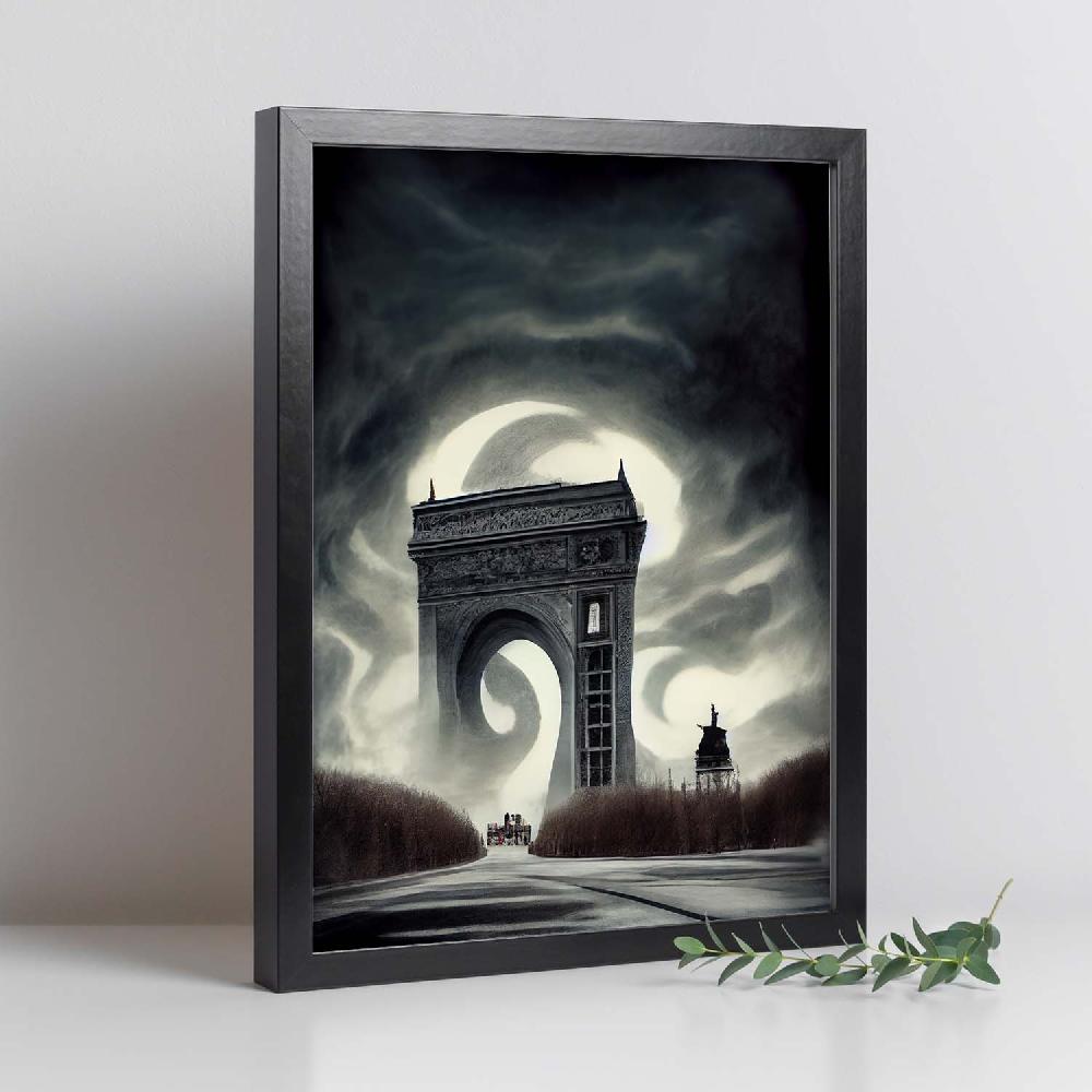 Nacnic Lámina Nacnic Arco Del Triunfo Al Estilo T. Burton En Arte Gótico Y Oscuro