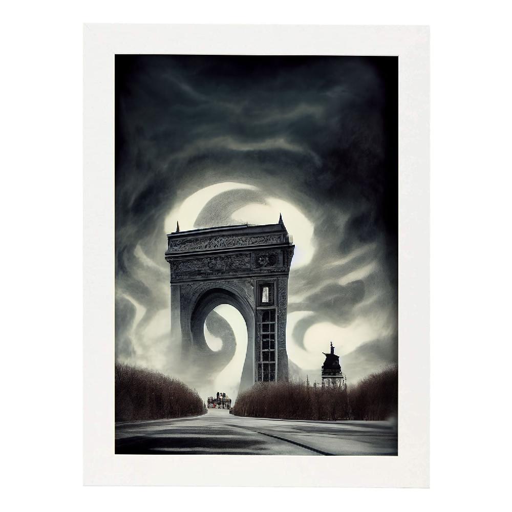Nacnic Lámina Nacnic Arco Del Triunfo Al Estilo T. Burton En Arte Gótico Y Oscuro