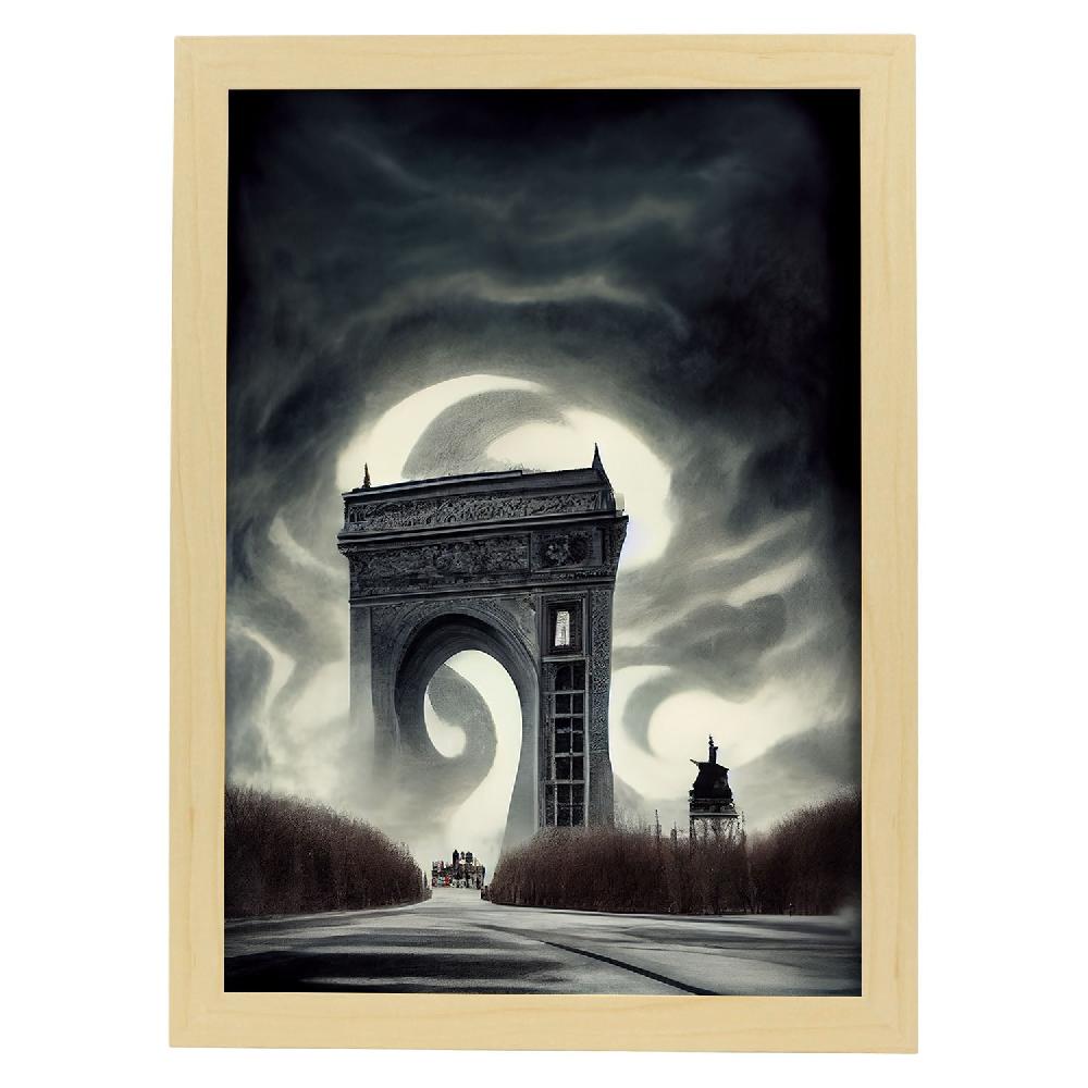 Nacnic Lámina Nacnic Arco Del Triunfo Al Estilo T. Burton En Arte Gótico Y Oscuro