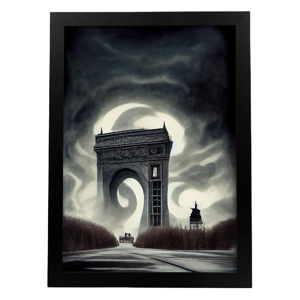 nacnic Lámina Nacnic Arco del Triunfo al Estilo T. Burton en Arte Gótico y Oscuro