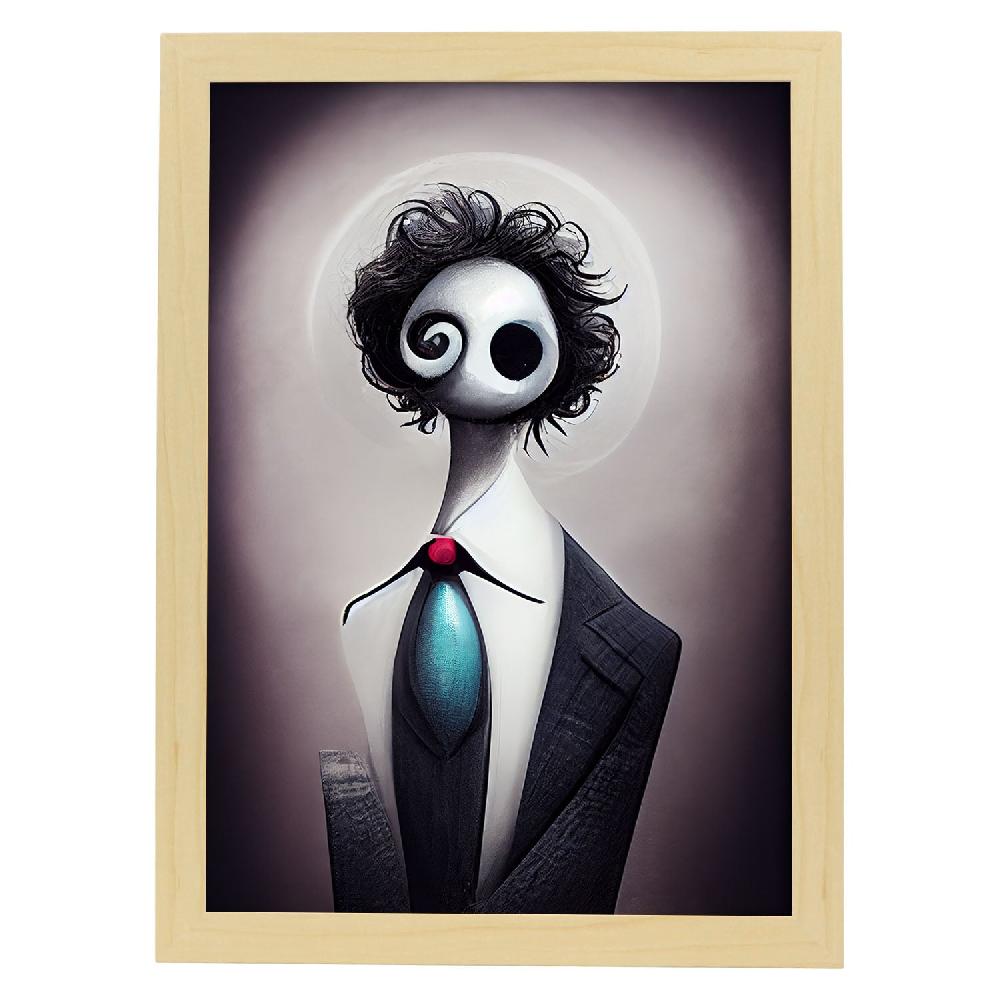 Nacnic Lámina Nacnic Asesor Amistoso Estilo T. Burton En Arte Gótico Y Oscuro