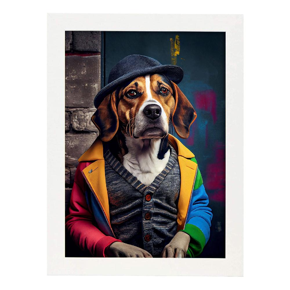 Nacnic Lámina Nacnic Beagle Dinámico En Estilo Fotografía Colorida