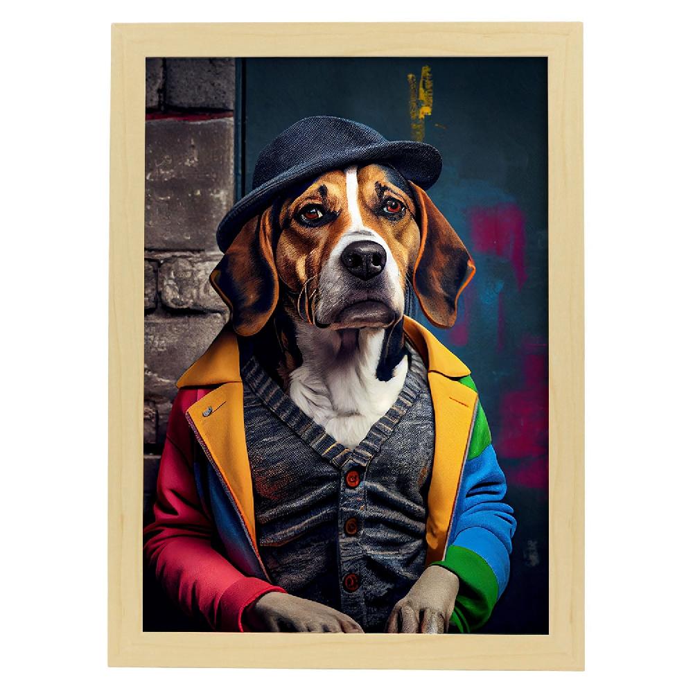Nacnic Lámina Nacnic Beagle Dinámico En Estilo Fotografía Colorida