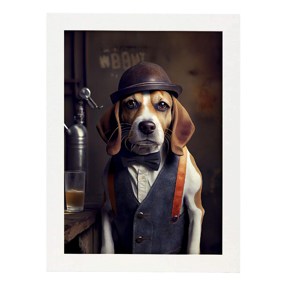 Nacnic Lámina Nacnic Beagle Valiente En Estilo Fotografía A Todo Color Con Ropa Humana