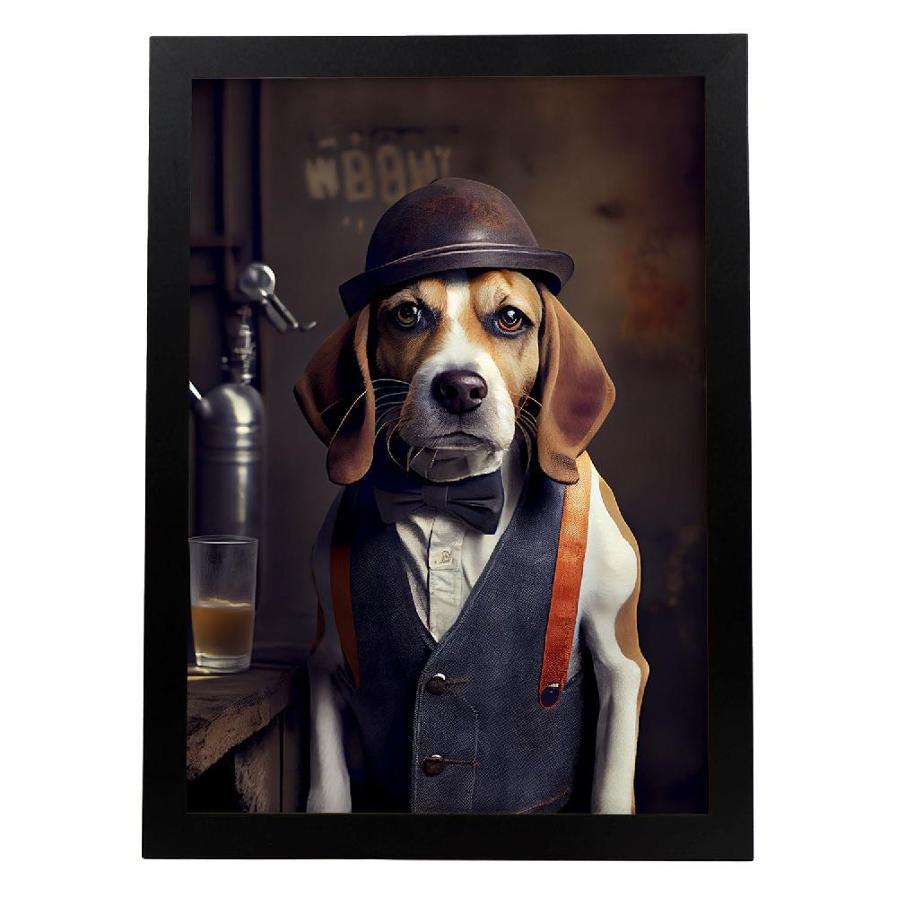 nacnic Lámina Nacnic Beagle Valiente en Estilo Fotografía a Todo Color con Ropa Humana