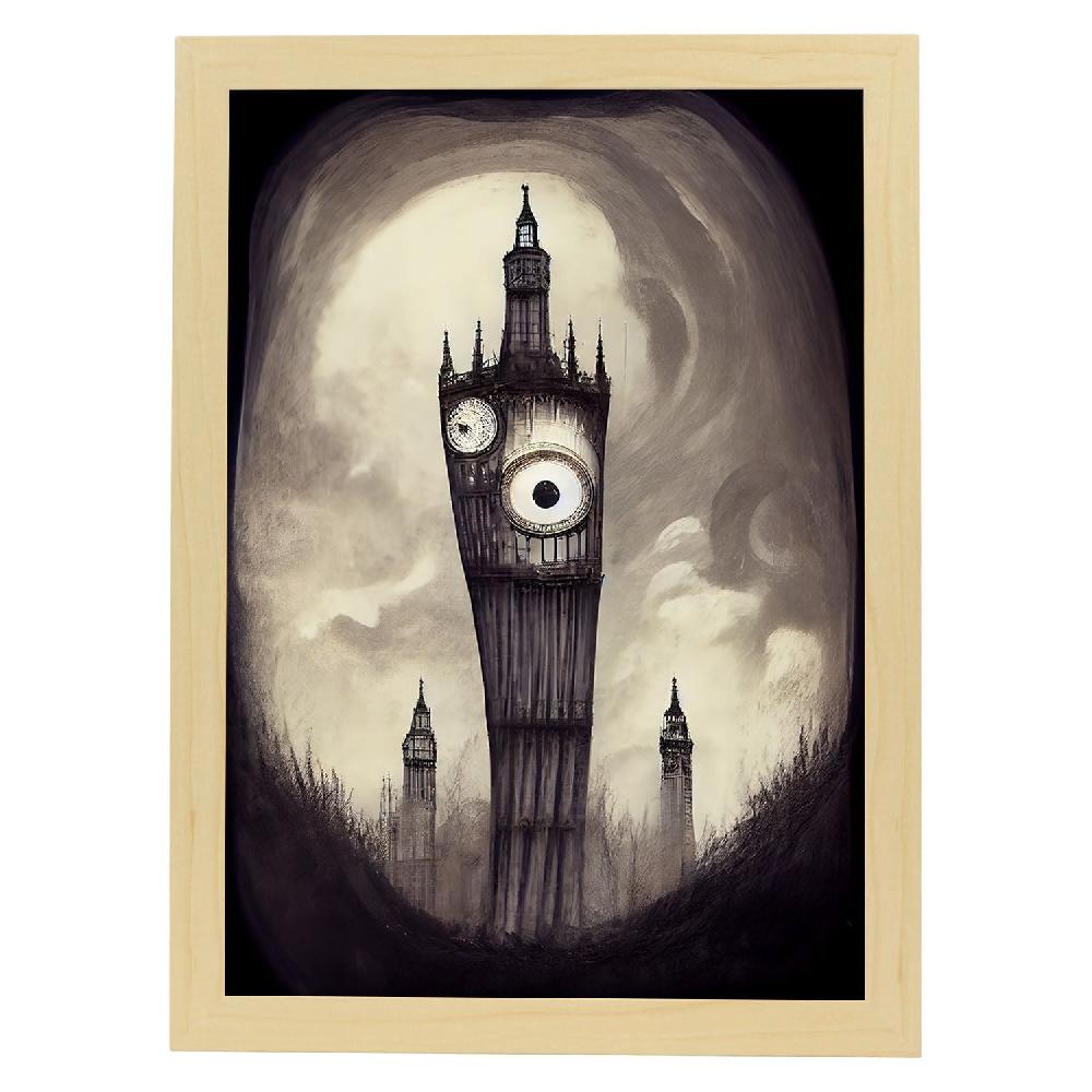 Nacnic Lámina Nacnic Big Ben Al Estilo T. Burton Para Decoración De Interiores