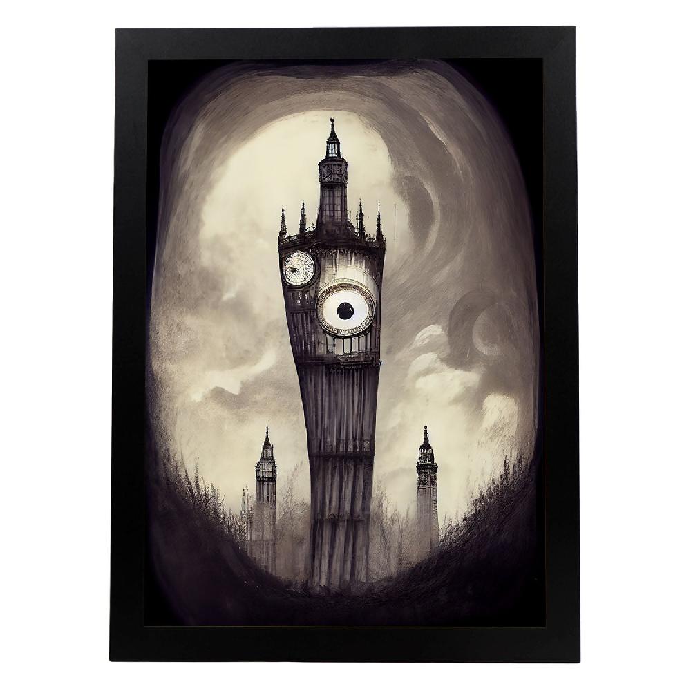nacnic Lámina Nacnic Big Ben al estilo T. Burton para Decoración de Interiores