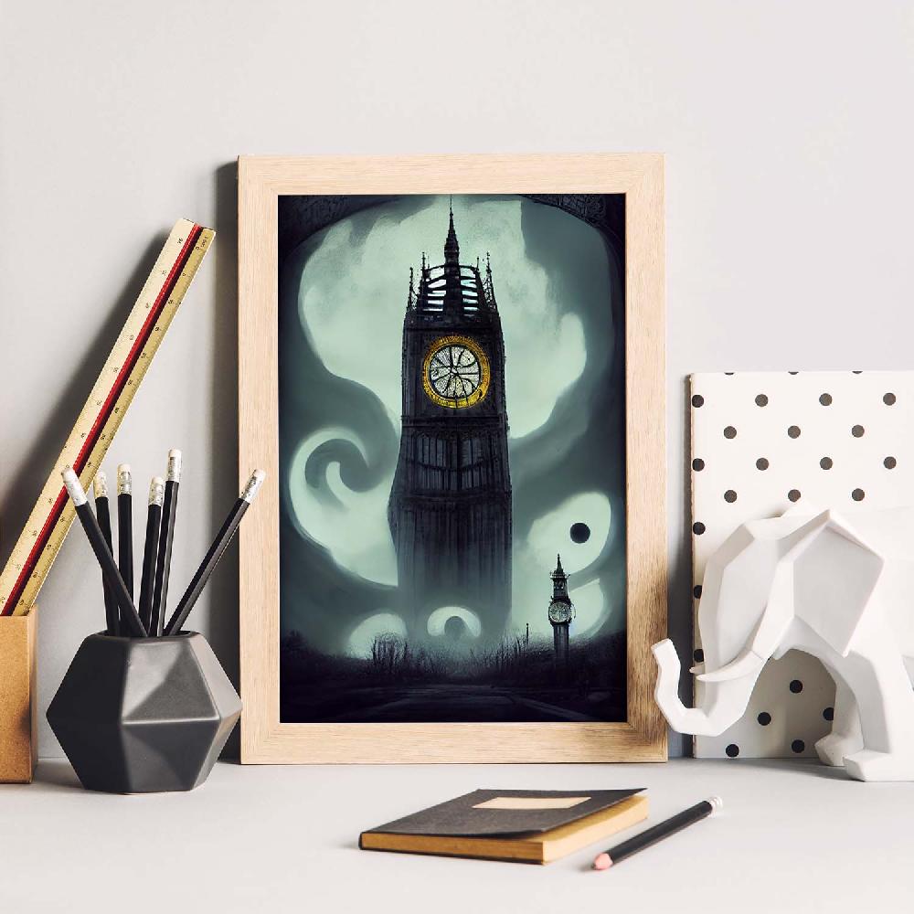 Nacnic Lámina Nacnic Big Ben Energético Estilo T. Burton Para Decoración De Interiores