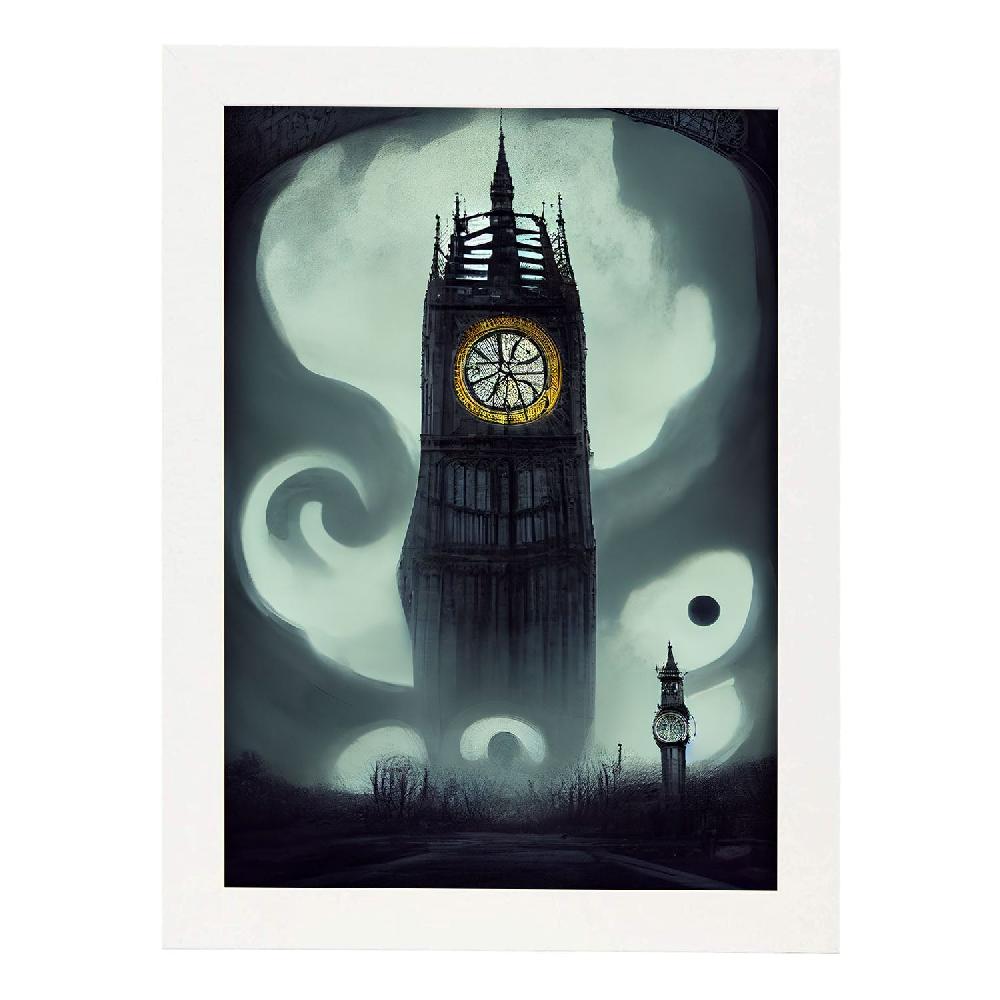 Nacnic Lámina Nacnic Big Ben Energético Estilo T. Burton Para Decoración De Interiores