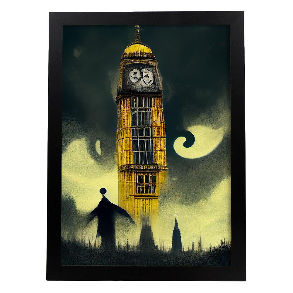 nacnic Lámina Nacnic Big Ben Estilo T. Burton en Arte Gótico y Oscuro