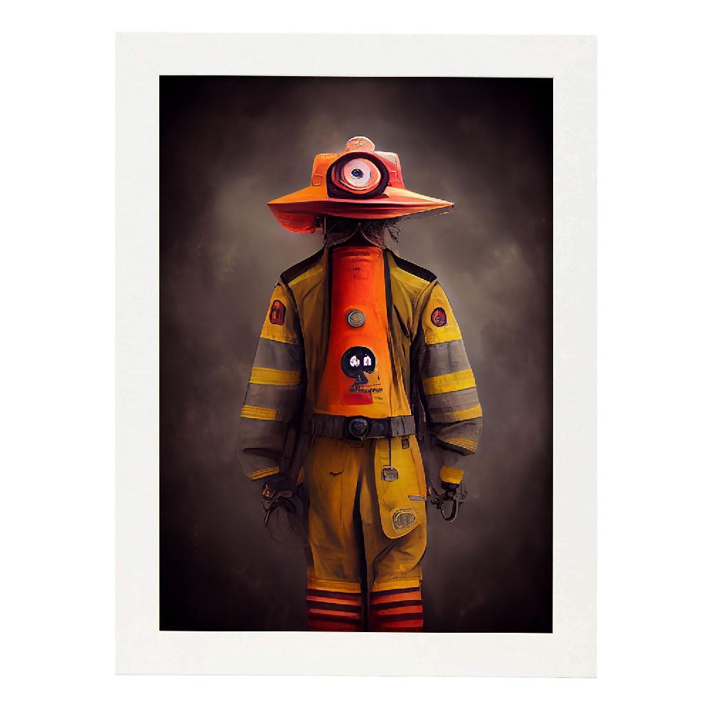 Nacnic Lámina Nacnic Bombero Sensible Al Estilo T. Burton Para Decoración De Interiores