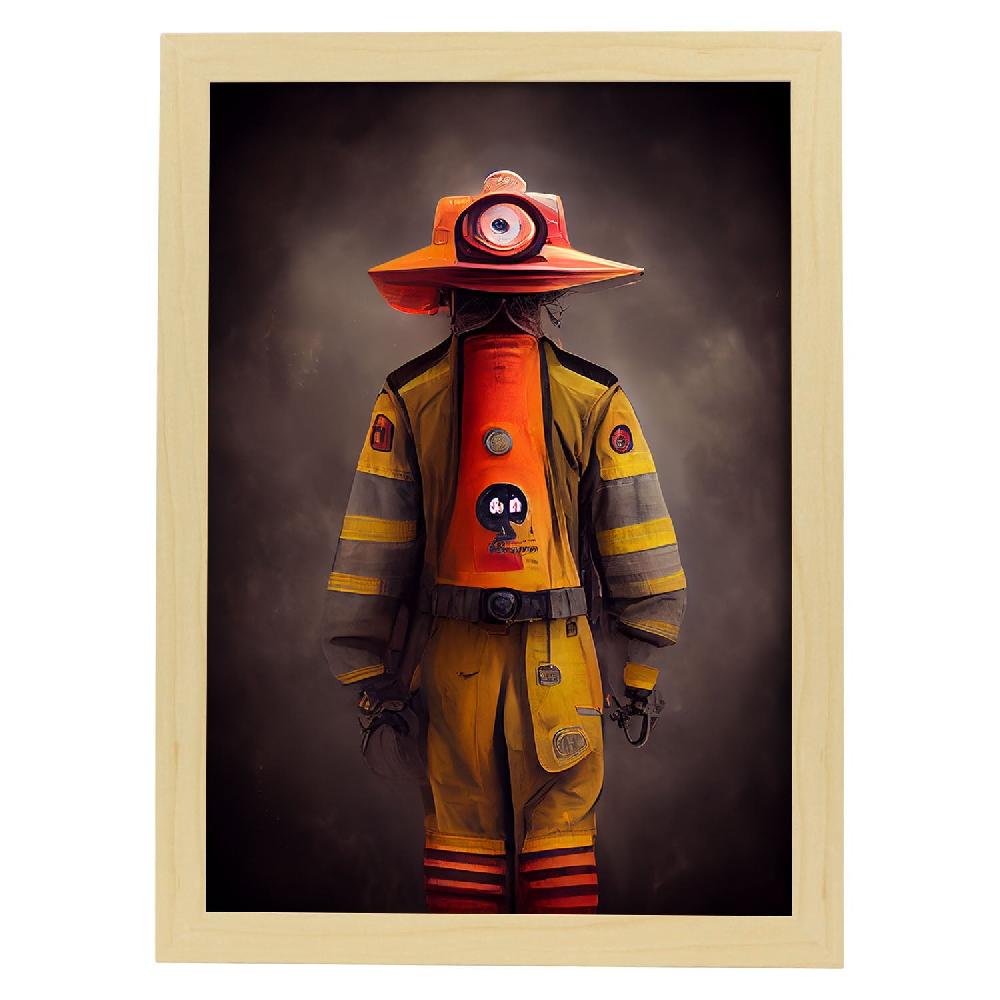 Nacnic Lámina Nacnic Bombero Sensible Al Estilo T. Burton Para Decoración De Interiores
