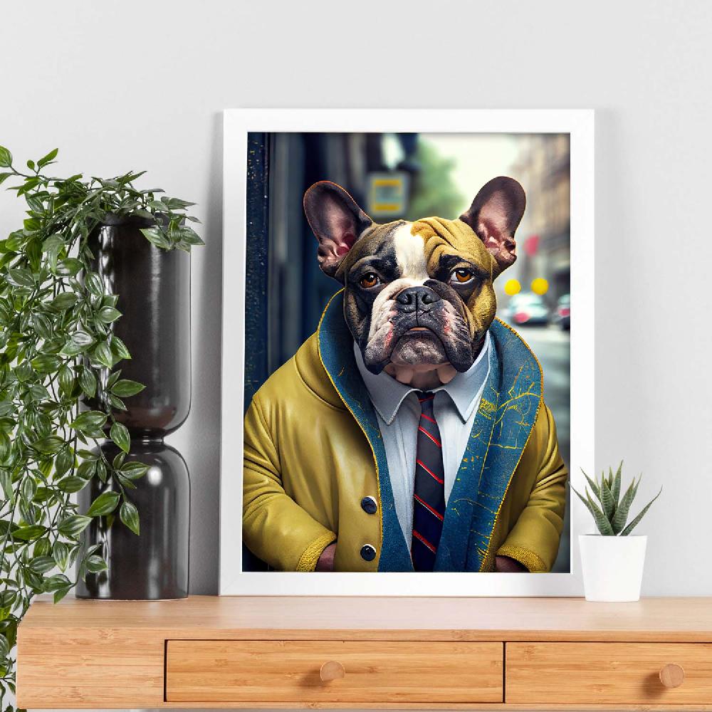 Nacnic Lámina Nacnic Bulldog Amarillo Con Ropa Humana En Estilo Fotografía Colorida