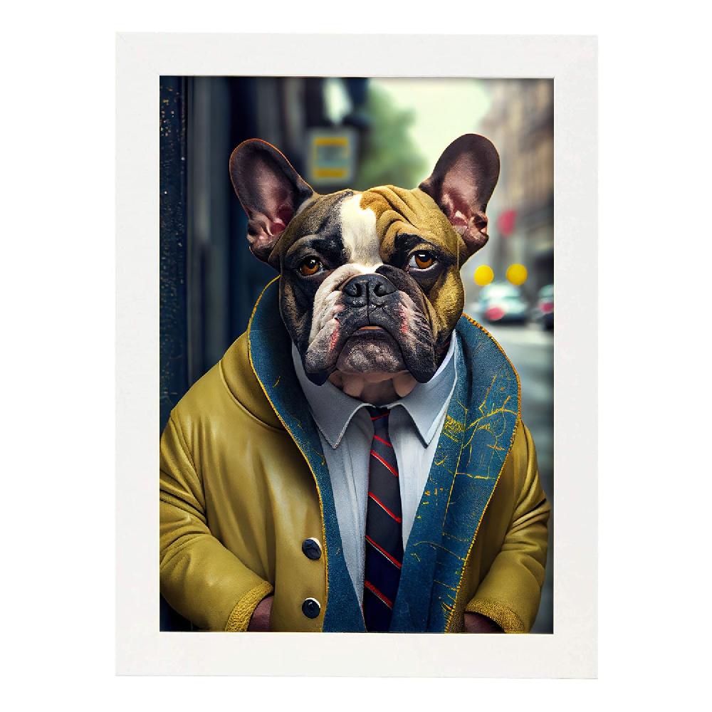 Nacnic Lámina Nacnic Bulldog Amarillo Con Ropa Humana En Estilo Fotografía Colorida