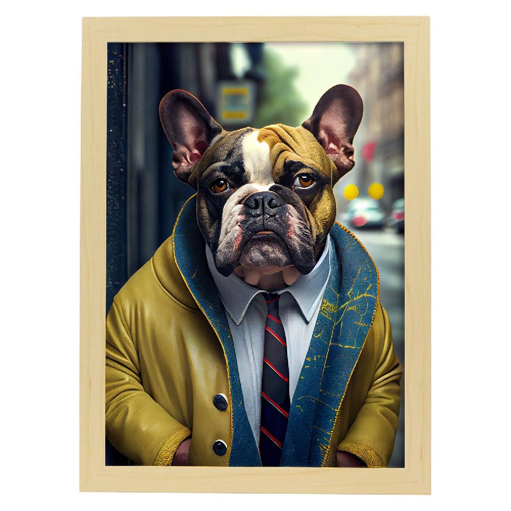 Nacnic Lámina Nacnic Bulldog Amarillo Con Ropa Humana En Estilo Fotografía Colorida