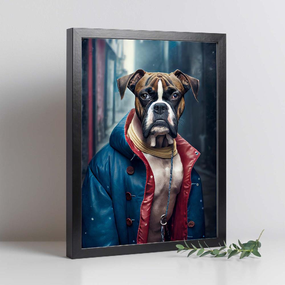 Nacnic Lámina Nacnic Bulldog Energético Con Ropa Humana En Fotografía A Todo Color