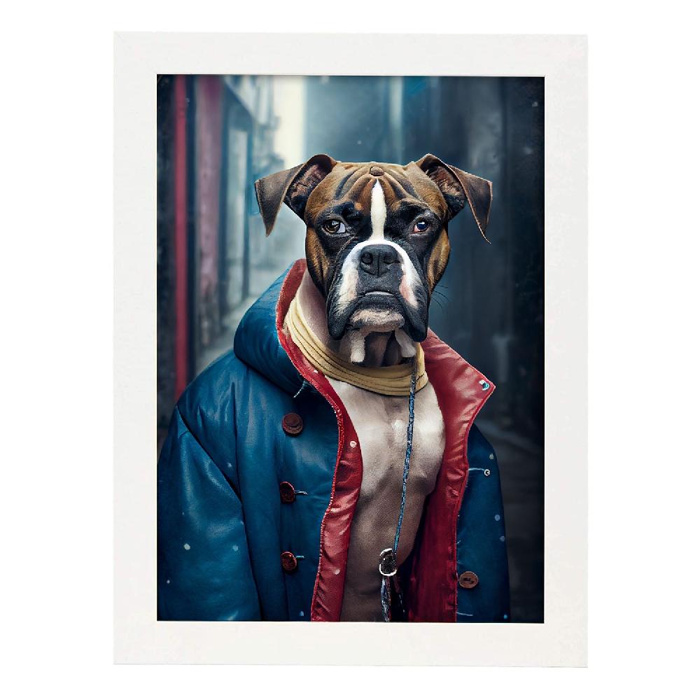 Nacnic Lámina Nacnic Bulldog Energético Con Ropa Humana En Fotografía A Todo Color