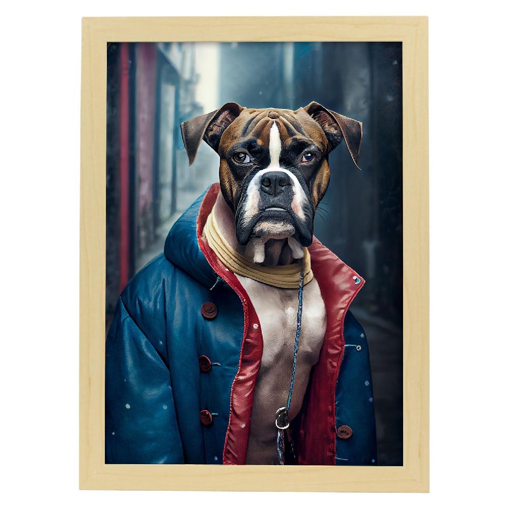Nacnic Lámina Nacnic Bulldog Energético Con Ropa Humana En Fotografía A Todo Color