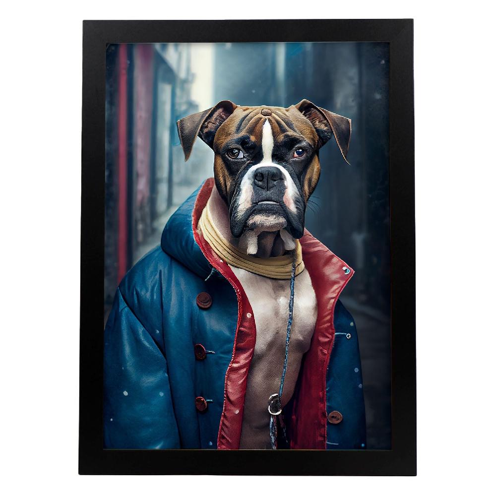 nacnic Lámina Nacnic Bulldog Energético con Ropa Humana en Fotografía a Todo Color