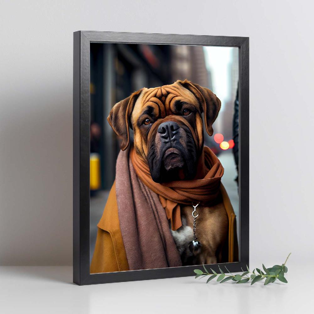 Nacnic Lámina Nacnic Bullmastiff Optimista En Estilo Fotografía Colorida Con Ropa Humana