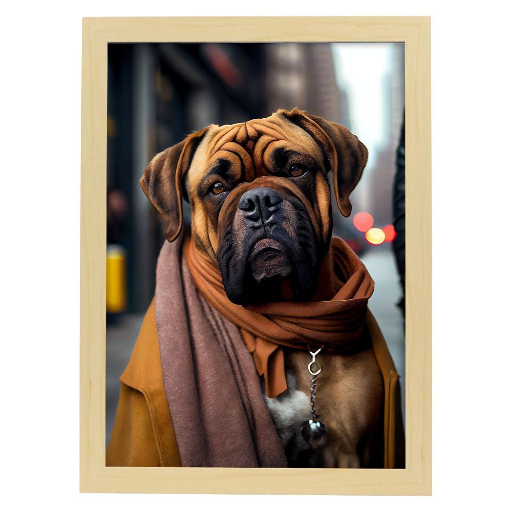 Nacnic Lámina Nacnic Bullmastiff Optimista En Estilo Fotografía Colorida Con Ropa Humana