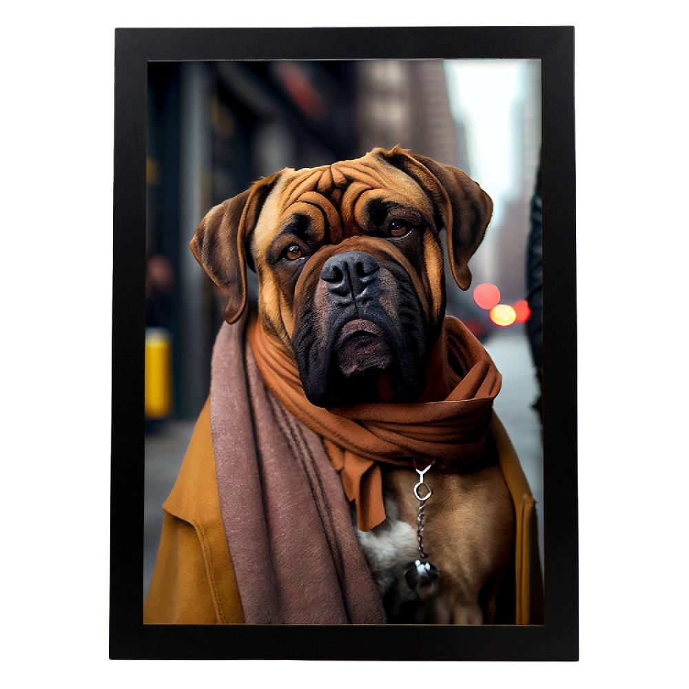 nacnic Lámina Nacnic Bullmastiff Optimista en Estilo Fotografía Colorida con Ropa Humana