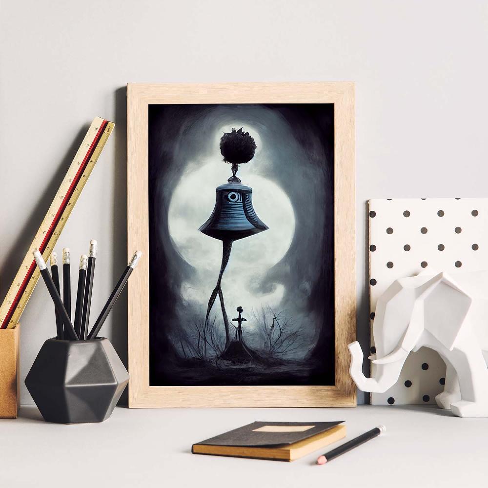Nacnic Lámina Nacnic Campana Con Piernas Al Estilo T. Burton En Arte Gótico Y Oscuro