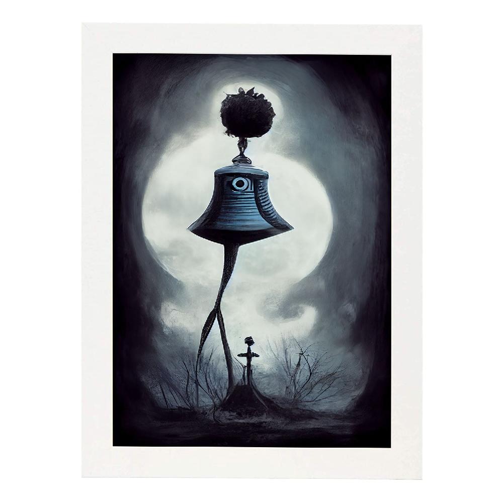Nacnic Lámina Nacnic Campana Con Piernas Al Estilo T. Burton En Arte Gótico Y Oscuro