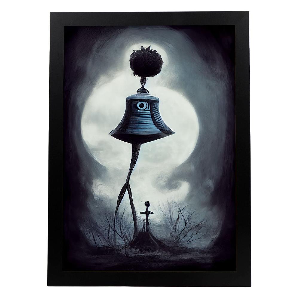 nacnic Lámina Nacnic Campana con Piernas al Estilo T. Burton en Arte Gótico y Oscuro