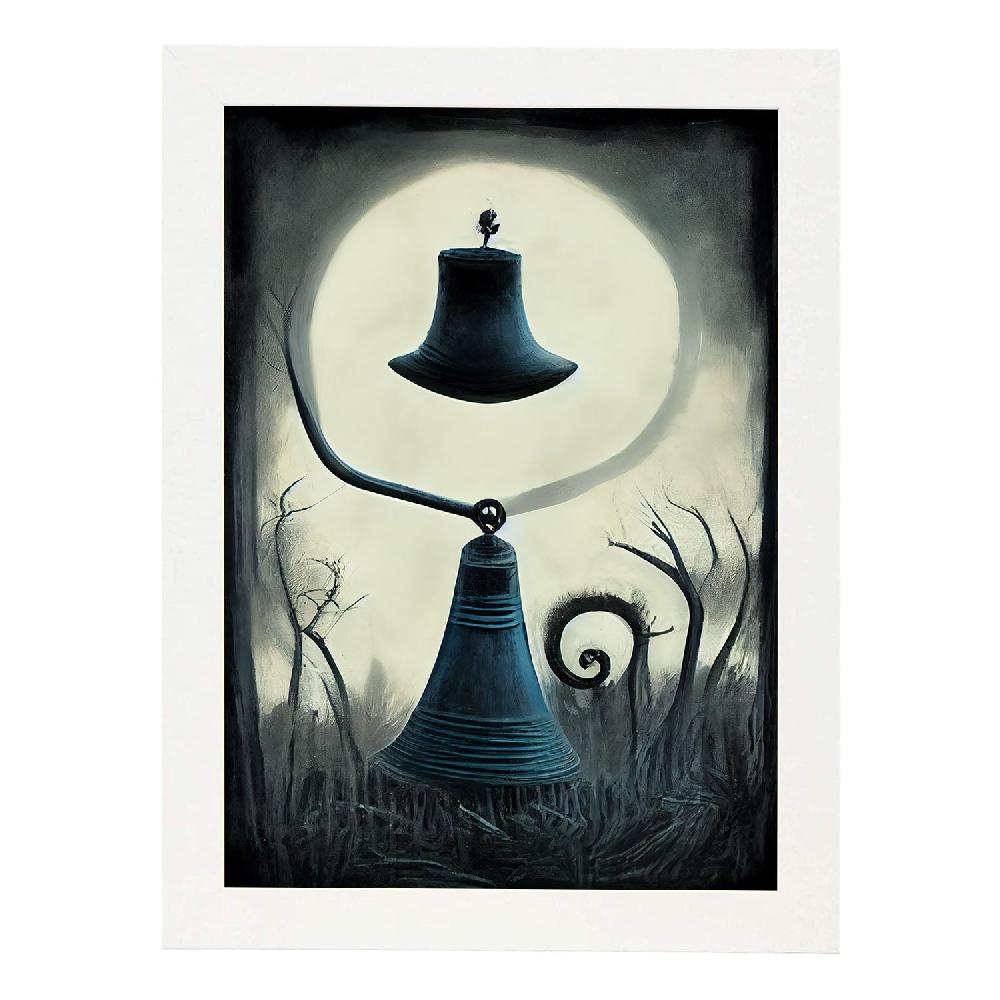 Nacnic Lámina Nacnic Campana Paciente Estilo T. Burton En Arte Gótico Y Oscuro