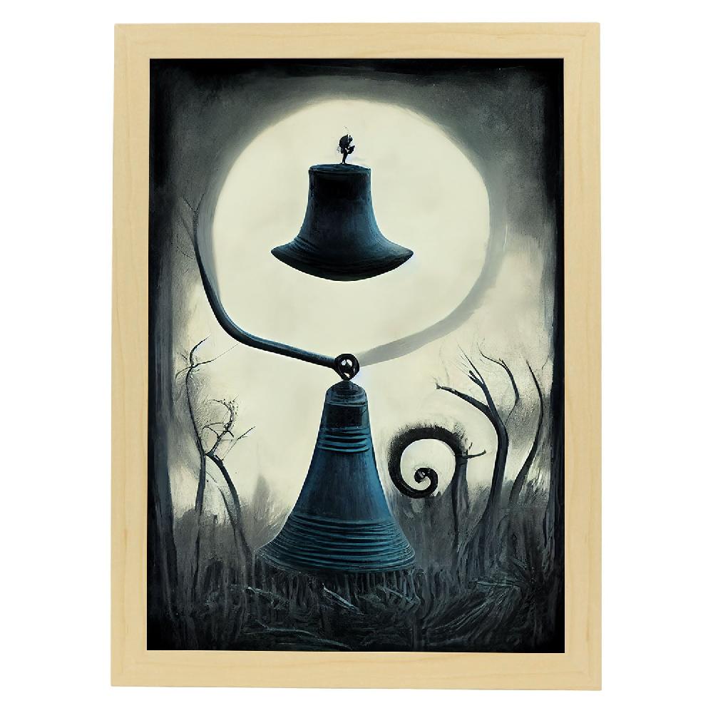 Nacnic Lámina Nacnic Campana Paciente Estilo T. Burton En Arte Gótico Y Oscuro