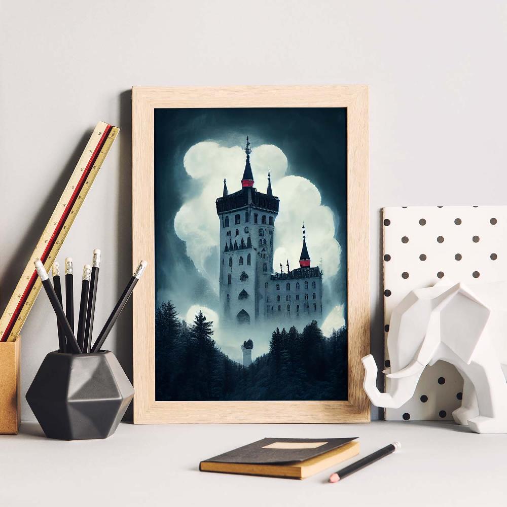 Nacnic Lámina Nacnic Castillo Neuschwanstein Estilo T. Burton